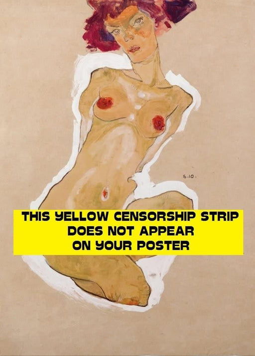Egon Schiele 'Squatting Female Nude', Austria, 1910, Reproduction 200gsm A3 Vintage Classic Art Poster - World of Art Global Limited