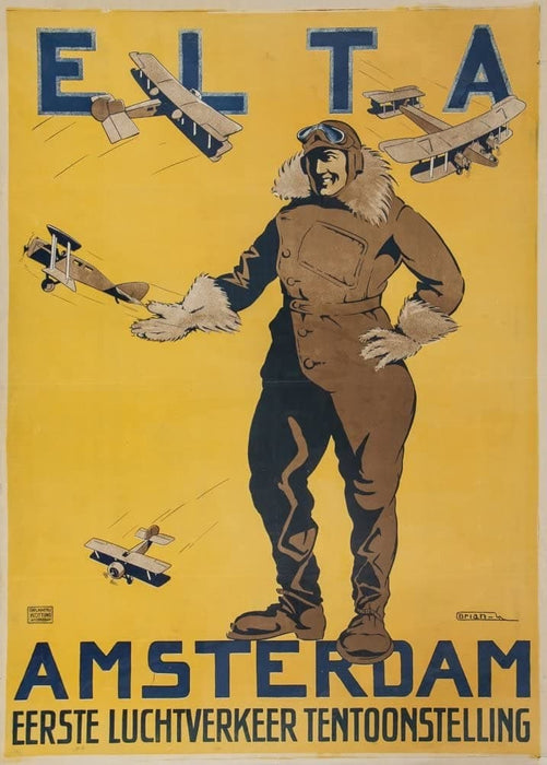 Vintage Travel Holland 'The Amsterdam Aviation Exhibition', 1923, Reproduction 200gsm A3 Vintage Art Deco Travel Poster