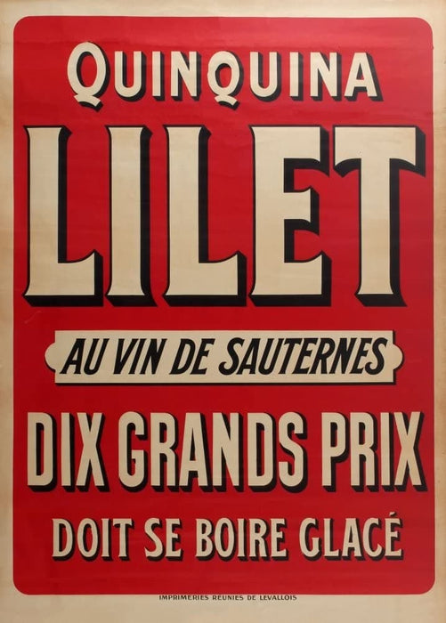 Vintage Beers, Wines and Spirits 'Lilet Quinquina', France, 1900's, Reproduction 200gsm A3 Vintage Poster