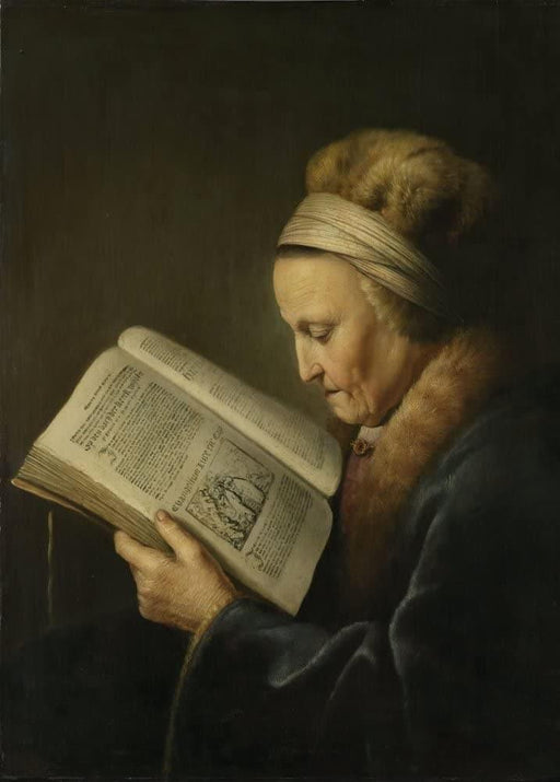 Gerrit Dou 'Portrait of an Old Woman Reading a Bible, Detail', Netherlands, 1630-35, Reproduction 200gsm A3 Vintage Classic Art Poster - World of Art Global Limited