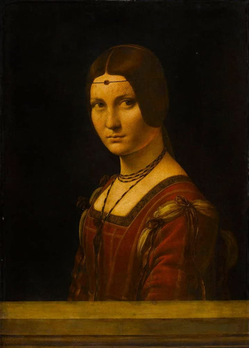 Leonardo da Vinci 'La Belle Ferronniere', Italy, 1490–1496, Reproduction 200gsm A3 Vintage Classic Art Poster