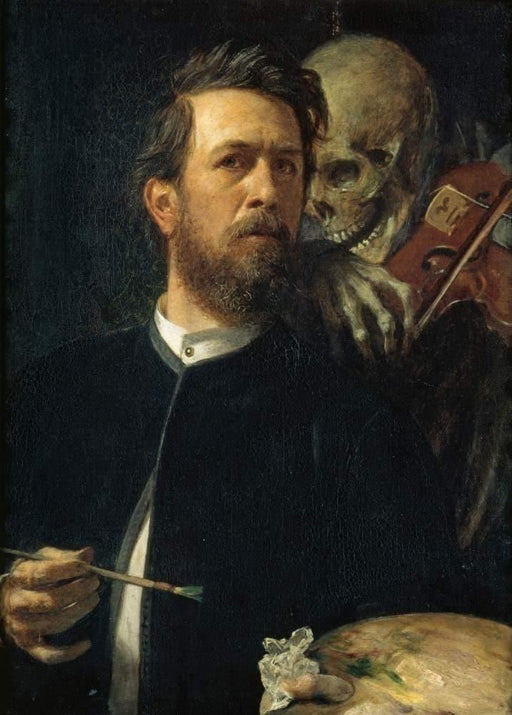 Arnold Bocklin 'Self-Portrait with Death Playing The Fiddle', Switzerland, 1872, Reproduction 200gsm A3 Vintage Classic Art Poster - World of Art Global Limited