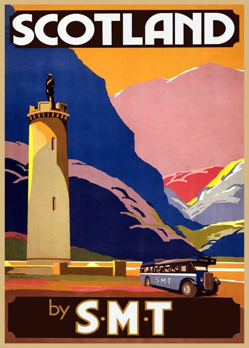 Vintage Travel Scotland 'Travel with S.M.T', 1930's, Reproduction 200gsm A3 Vintage Travel Poster