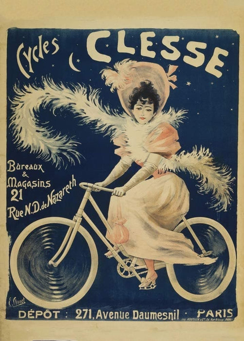 Vintage Cycling 'Clesse Bicycles', France, 1900, Reproduction 200gsm A3 Vintage Art Nouveau Cycling Poster