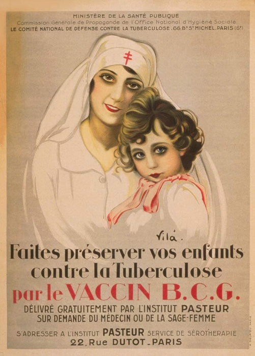 Vintage French WW1 Propaganda 'Protect Your Children Against Tuberculosis with The Bcg Vaccine', France, 1914-18, Reproduction 200gsm A3 Vintage French Propaganda Poster