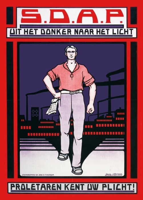 Vintage Dutch Propaganda 'Social Democratic Party. Proletarians, Know Your Duty', Netherlands, 1925, Reproduction 200gsm A3 Vintage Propaganda Poster