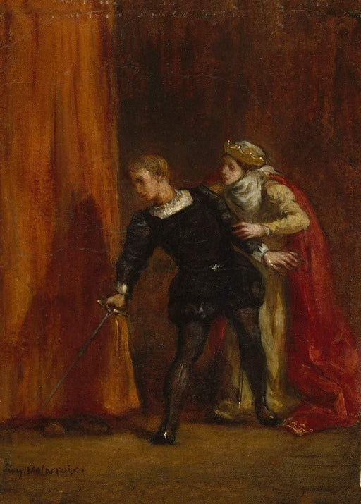 Eugene Delacroix 'Hamlet and His Mother', France, 1849, Reproduction 200gsm A3 Shakespeare Classic Art Poster - World of Art Global Limited