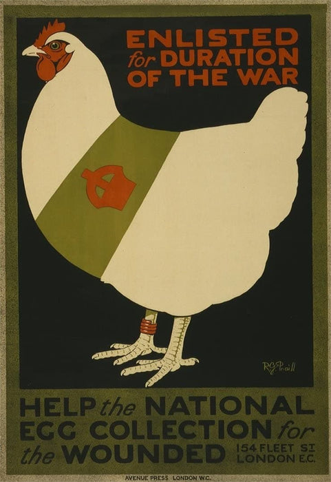 Vintage British WW1 Propaganda 'Help The National Egg Collection for The Wounded', England, 1914-18, Reproduction 200gsm A3 Vintage British Propaganda Poster