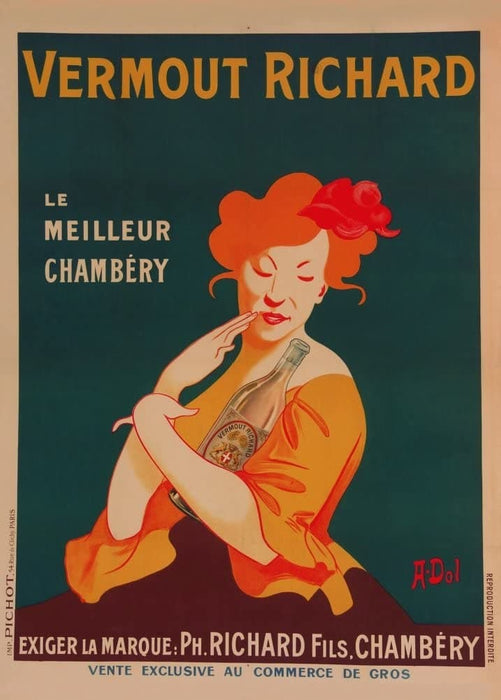 Vintage Beers, Wines and Spirits 'Vermouth Richard'. France, 1920, Reproduction 200gsm A3 Vintage Art Deco Poster