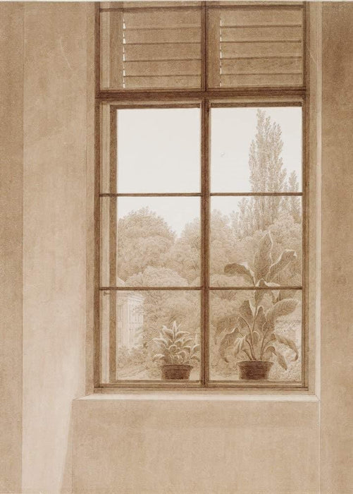 Caspar David Friedrich 'Window Looking Over The Park, Detail', Germany, 1810, Reproduction 200gsm A3 Vintage Classic Art Poster - World of Art Global Limited