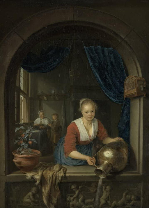 Gerrit Dou 'Maid at The Window, Netherlands, 1660, Reproduction 200gsm A3 Vintage Classic Art Poster - World of Art Global Limited