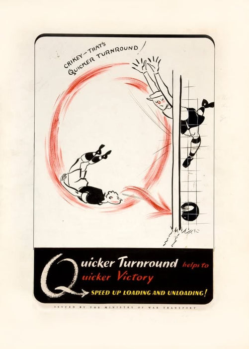 Vintage British WW11 Propaganda 'Quicker Turnaround Helps to Quicker Victory', Football Version, 1939-45, Reproduction 200gsm A3 Vintage British Propaganda Poster