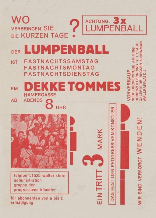 Franz Wilhelm Seiwert 'Der Lumpenball', Germany, 1930, Reproduction 200gsm A3 Vintage Bauhaus Constructivism Art Poster - World of Art Global Limited