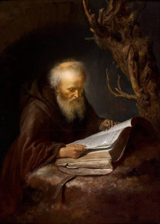 Gerrit Dou 'A Hermit Saint Reading in his Cave, Detail', Netherlands, 1665, Reproduction 200gsm A3 Vintage Classic Art Poster - World of Art Global Limited