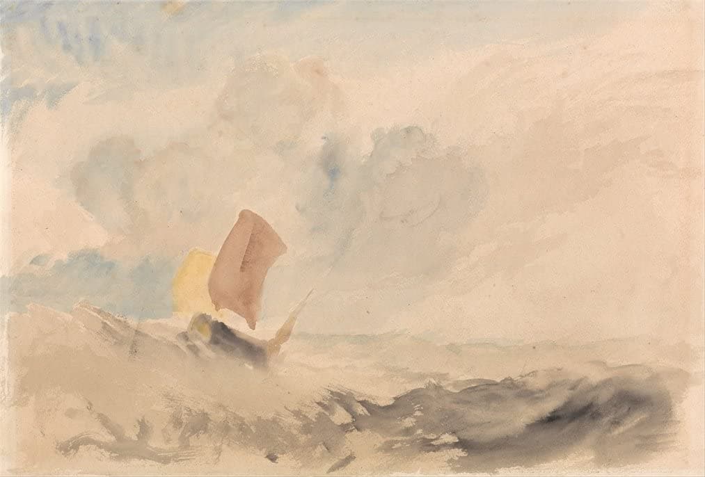 J.M.W Turner 'A Sea Piece, A Rough Sea with a Fishing Boat', England, 1820-30, Reproduction Vintage 200gsm A3 Classic Art Poster