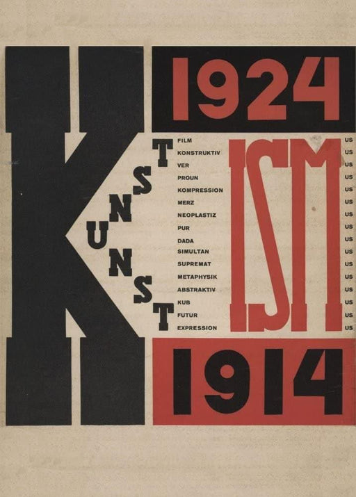 El Lissitzky 'Die Kunstismen', Russia, 1924, Reproduction 200gsm A3 Vintage Constructivism Suprematism Poster - World of Art Global Limited