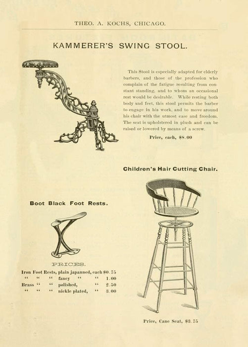Vintage Barbershop and Salon 'Kammerer's Swing Tool', U.S.A, 1884, Reproduction 200gsm A3 Vintage Barbershop Poster