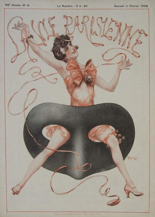 Vintage Clothes and Accessories 'La Vie Parisienne Fashion Magazine. The Masked Ball', Feb, 1928, Reproduction 200gsm A3 Vintage Art Deco Poster