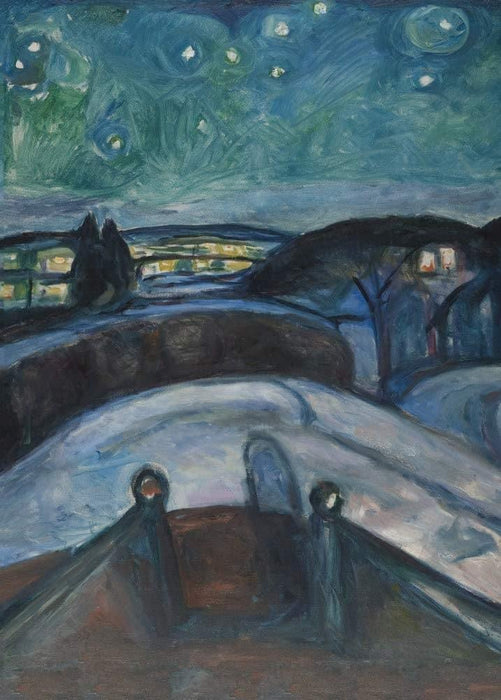 Edvard Munch 'Starry Night, Detail', Norway, 1922-24, Reproduction 200gsm A3 Vintage Classic Art Poster - World of Art Global Limited
