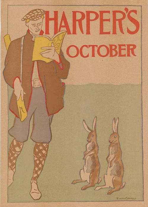 Vintage Literature 'Two Rabbits', from 'Harper's Magazine', U.S.A, 1895, Edward Penfield, Reproduction 200gsm A3 Vintage Art Nouveau Poster
