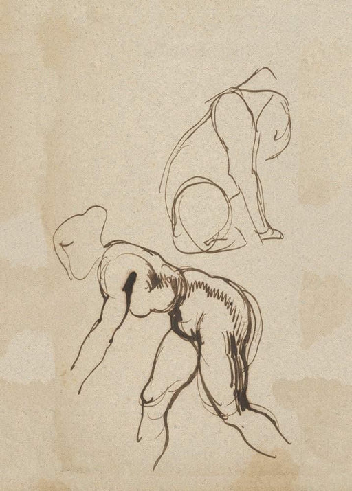 Eugene Delacroix 'Studies of a Lion and a Female Nude (Recto). Figure Studies (Verso)', France, 1844, Reproduction 200gsm A3 Classic Art Vintage Poster - World of Art Global Limited