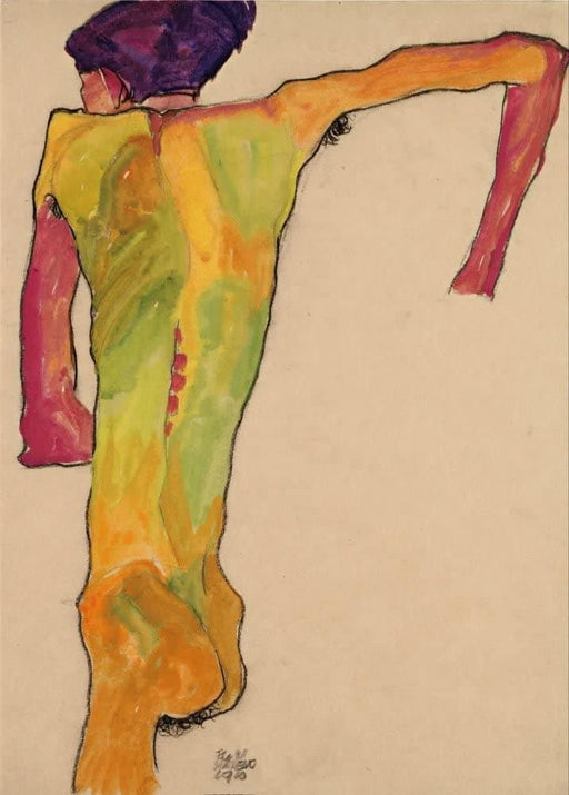 Egon Schiele 'Male Nude, Propping Himself up', Austria, 1910, Reproduction 200gsm A3 Vintage Classic Art Poster - World of Art Global Limited