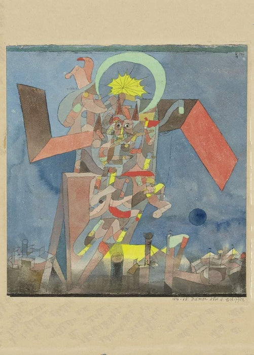 Paul Klee 'Demon Above The Ships', Swiss-German, 1916, Reproduction 200gsm A3 Abstract, Bauhaus Vintage Classic Art Poster