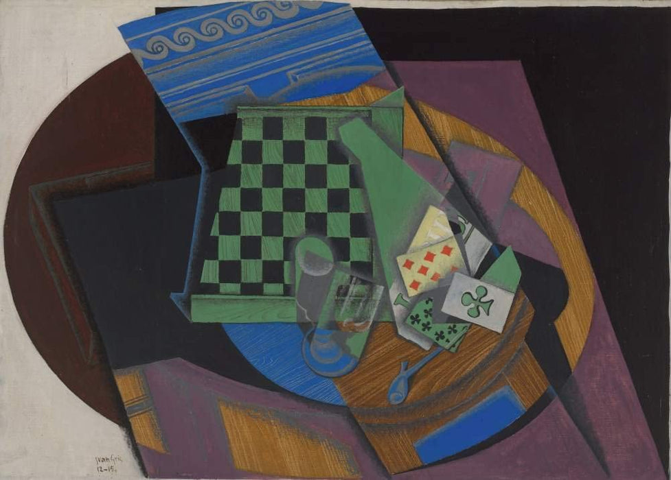 Juan Gris 'Checkerboard and Playing Cards', Spain, 1915, Reproduction 200gsm A3 Vintage Classic Art Poster