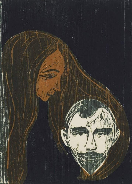 Edvard Munch 'Man's Head in Woman's Hair', Norway, 1896, Reproduction 200gsm A3 Vintage Classic Art Poster - World of Art Global Limited