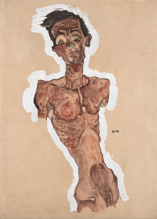 Egon Schiele 'Nude Self-Portrait', Austria, 1910, Reproduction 200gsm A3 Vintage Classic Art Poster - World of Art Global Limited