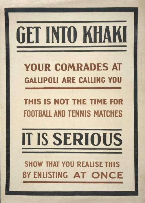 Vintage British WW1 Propaganda 'This is not The Time for Football or Tennis Matches', England, 1914-18, Reproduction 200gsm A3 Vintage British Propaganda Poster
