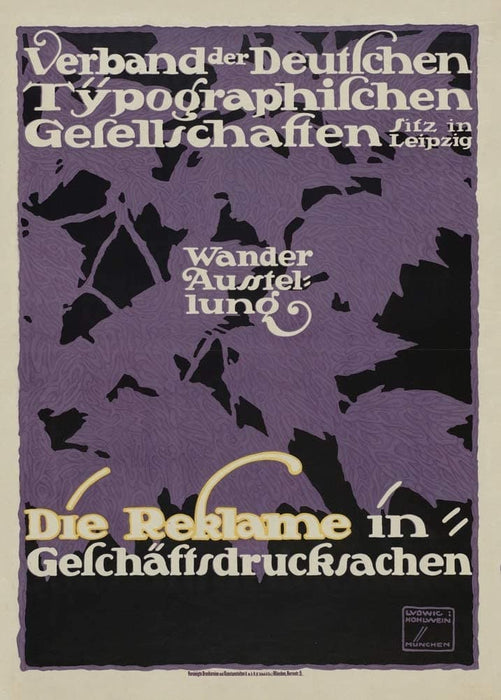 Ludwig Hohlwein 'Verband der Deutschen Typographischen Gesellschaften', Germany, 1913, Reproduction 200gsm A3 Vintage Typography Art Nouveau Poster