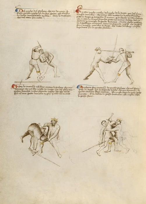 Vintage Martial Arts 'Position Chart 36', from 'Fior di Battaglia', Italy, 14th Century, Reproduction 200gsm A3 Swordfighting, Armed Combat and Self-Defence Poster