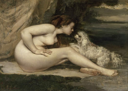 Gustave Courbet 'Nude Woman with a Dog', France, 1861-62, Reproduction 200gsm A3 Vintage Classic Art Poster - World of Art Global Limited