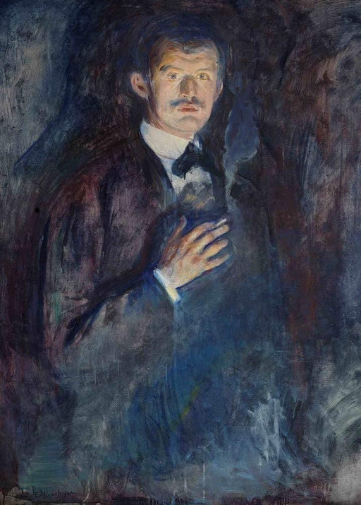 Edvard Munch 'Self Portrait with Cigarette', Norway, 1895, Reproduction 200gsm A3 Vintage Classic Art Poster - World of Art Global Limited
