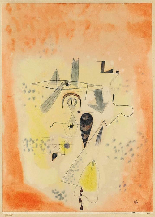 Paul Klee 'Angler Memory of L', Swiss-German, 1919, Reproduction 200gsm A3 Abstract, Bauhaus Vintage Classic Art Poster