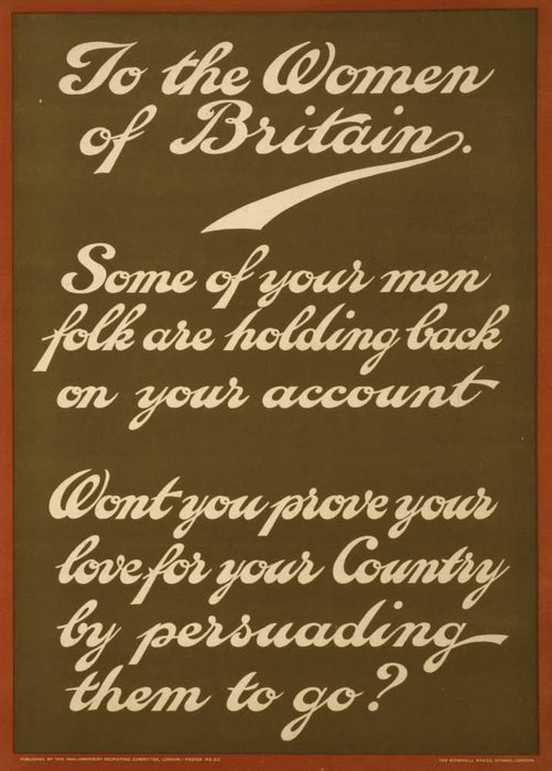 Vintage British WW1 Propaganda 'Women of Britain', England, 1914-18, Reproduction 200gsm A3 Vintage British Propaganda Poster