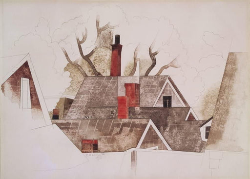 Charles Demuth 'Red Chimneys', U.S.A, 1918, Cubism Avant Garde, Reproduction 200gsm A3 Vintage Classic Art Poster - World of Art Global Limited