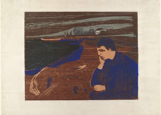 Edvard Munch 'Melancholy', Norway, 1902, Reproduction 200gsm A3 Vintage Classic Art Poster - World of Art Global Limited