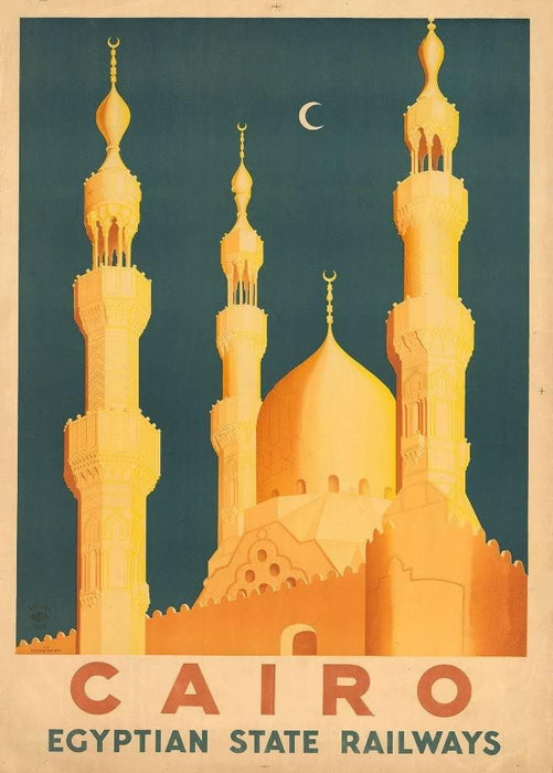 Vintage Travel Egypt 'Cairo with Egyptian State Railways', 1931, Reproduction 200gsm A3 Vintage Art Deco Travel Poster