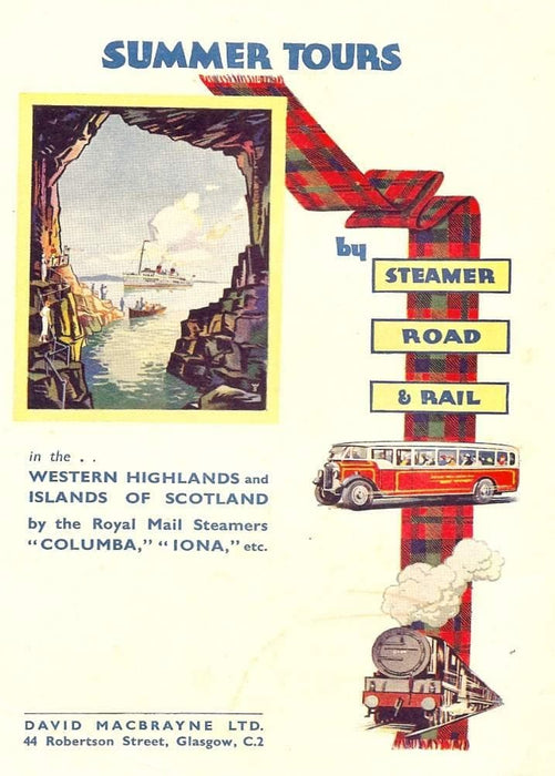 Vintage Travel Scotland 'Western Highlands Summer Tours with Macbraynes', 1935, Reproduction 200gsm A3 Vintage Travel Poster
