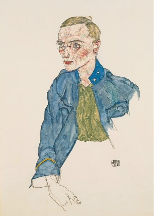 Egon Schiele 'One-Year Volunteer Lance-Corporal', Austria, 1916, Reproduction 200gsm A3 Vintage Classic Art Poster - World of Art Global Limited