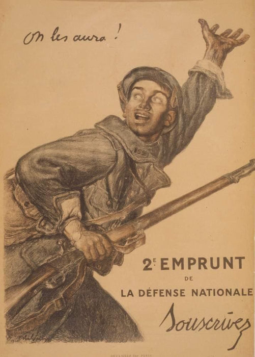 Vintage French WW1 Propaganda 'We'll get Them! The Second National Defence Loan' Subscribe Free', France, 1914-18, Reproduction 200gsm A3 Vintage French Propaganda Poster