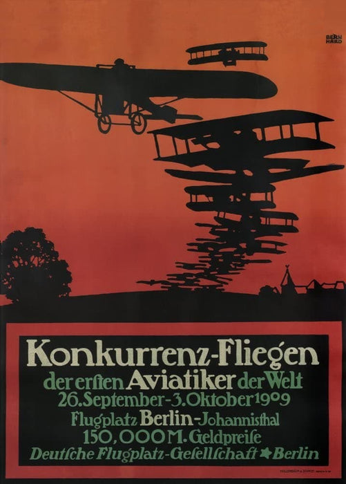 Vintage Travel Germany 'Berlin Air Show', 1909, Reproduction 200gsm A3 Vintage Travel Poster
