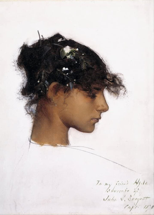John Singer Sargent 'Rosina Ferrara, Head of a Capri Girl', U.S.A, 1878, Reproduction 200gsm A3 Vintage Classic Art Poster