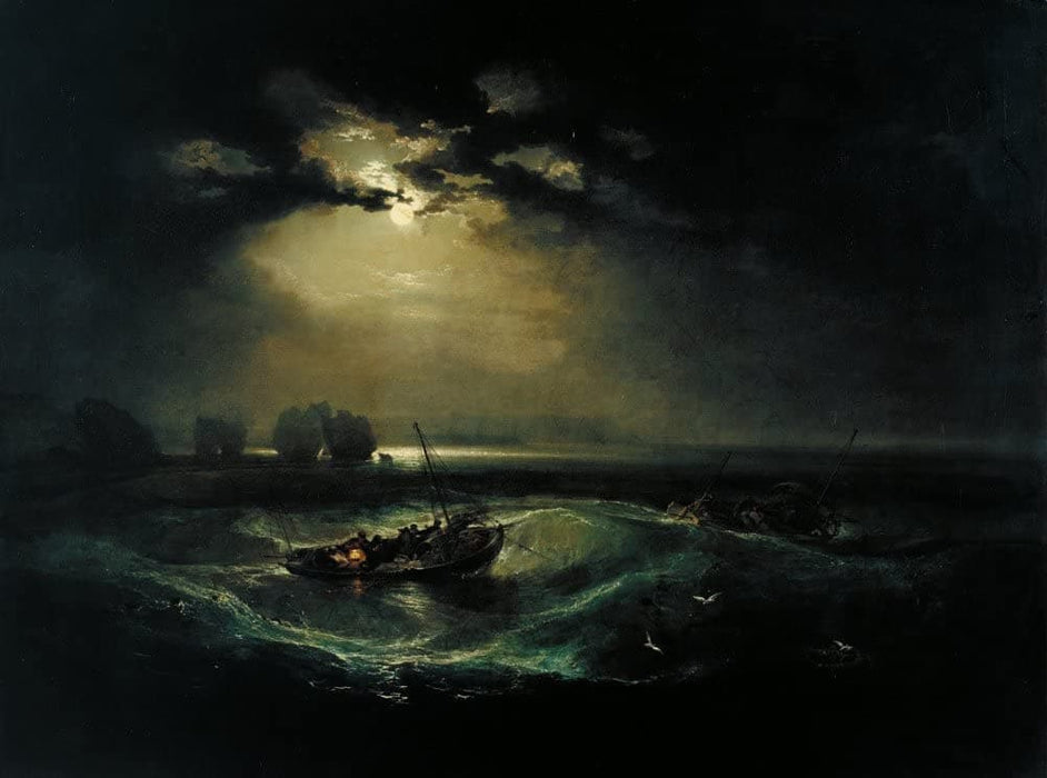 J.M.W Turner 'Fishermen at Sea', England, 1791, Reproduction Vintage 200gsm A3 Classic Art Poster