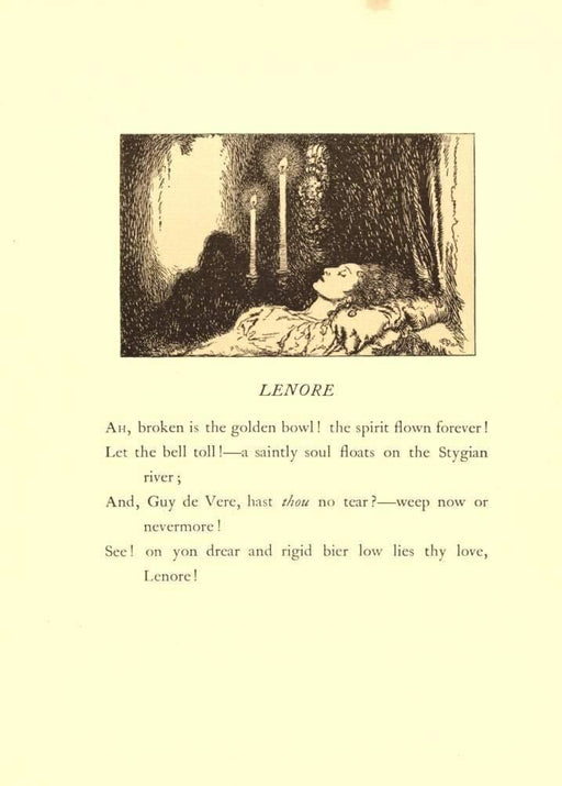 Edgar Allan Poe 'Lenore from The Bells and Other Poems', Illustration by Edmund Dulac, 1912, Reproduction 200gsm A3 Vintage Classic Art Poster - World of Art Global Limited