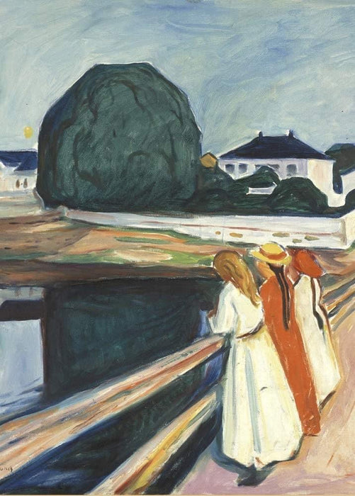 Edvard Munch 'Three Girls on The Bridge, Detail', Norway, 1901, Reproduction 200gsm A3 Vintage Classic Art Poster - World of Art Global Limited
