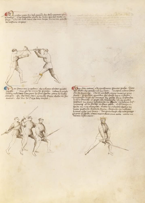 Vintage Martial Arts 'Position Chart 31', from 'Fior di Battaglia', Italy, 14th Century, Reproduction 200gsm A3 Swordfighting, Armed Combat and Self-Defence Poster