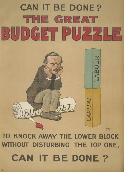 Vintage Conservative Party Propaganda 'The Great Budget Puzzle', 1909, Reproduction 200gsm A3 Vintage British Propaganda Poster